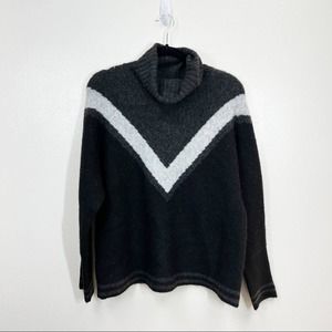 Max Studio Women’s Mock Neck Black Grey Knit Long Sleeve Sweater XSmall New